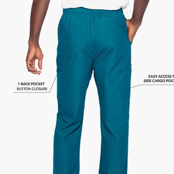 Landau Essentials Relaxed Fit 7-Pocket Elastic Cargo Scrub Pants for Men 4XL - Picture 3 of 3